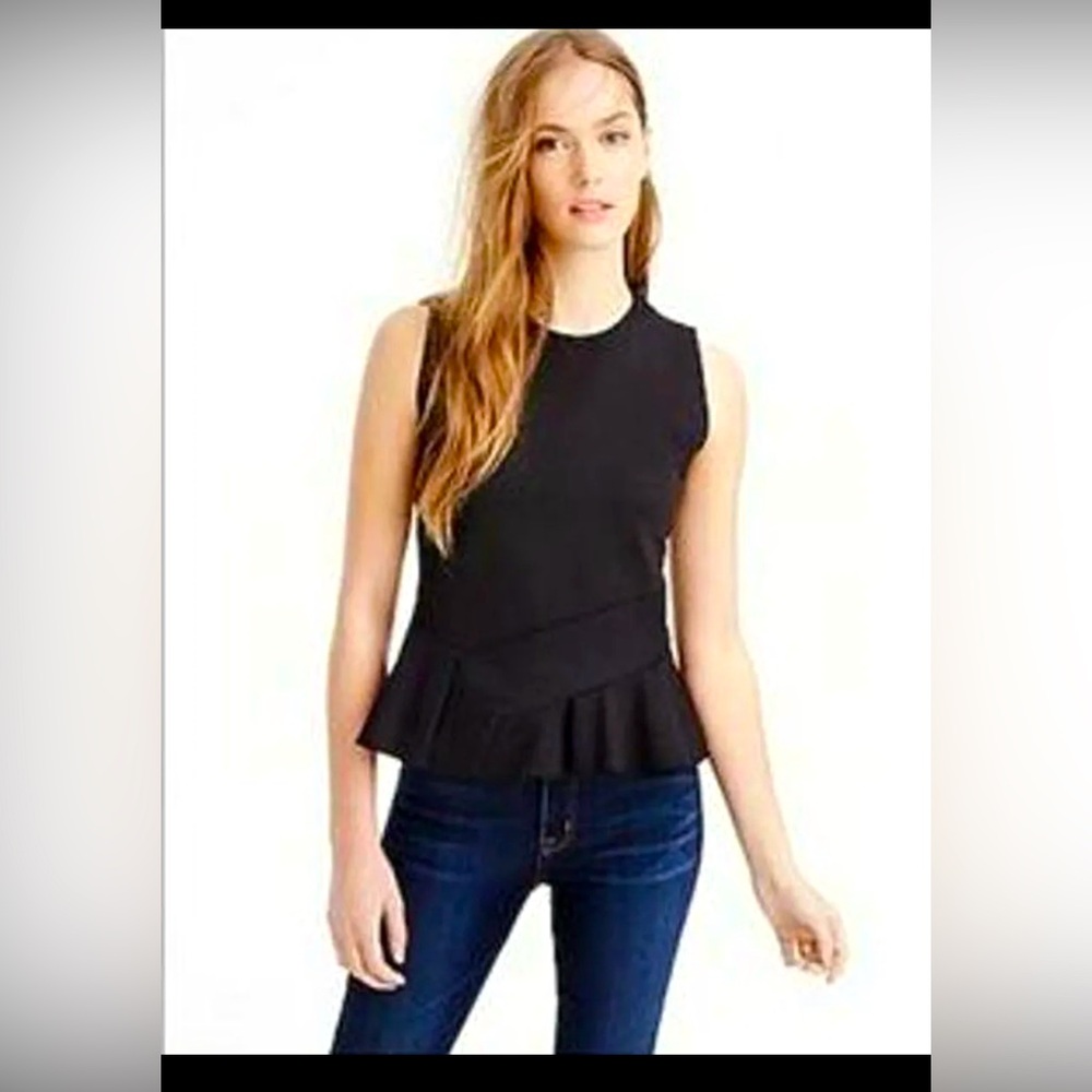 J Crew Peplum Top XS Black